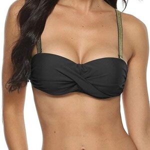 Amazon black and gold bathing suit top size small